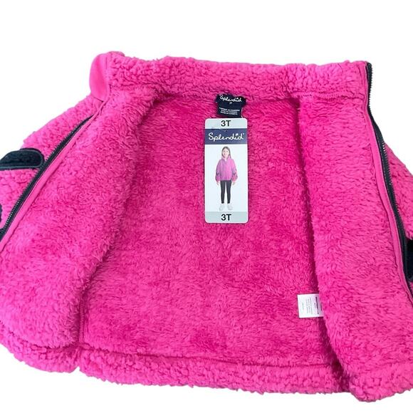 Splendid Girl’s Jacket Pink Fleece Navy Blue Heart Details Size 3T NWT - Picture 7 of 10